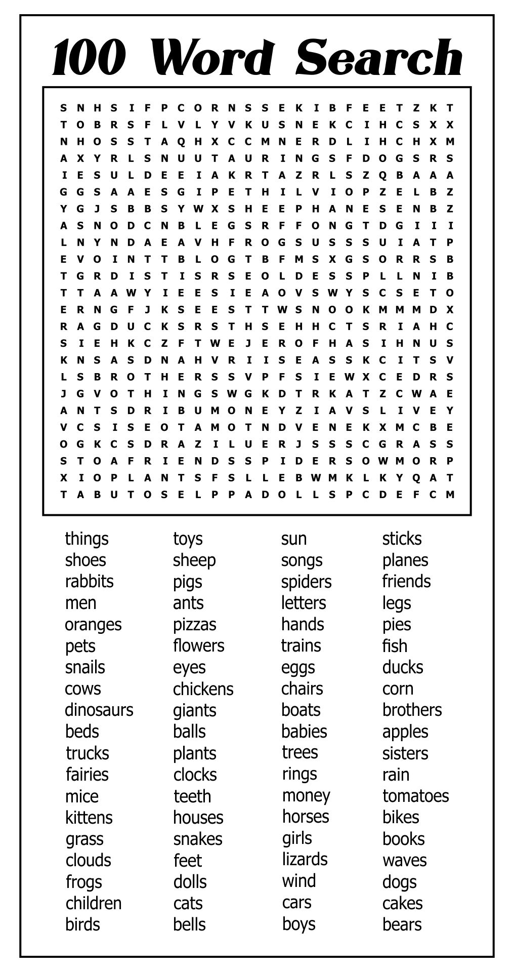 10 Best 100 Word Word Searches Printable Printablee