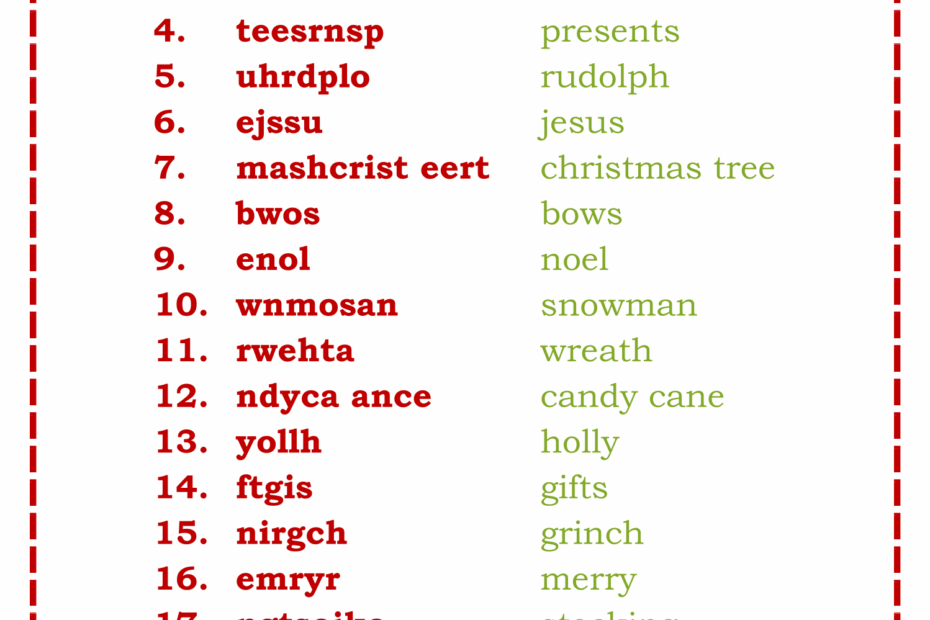 10 Best Christmas Word Scramble Printable PDF For Free
