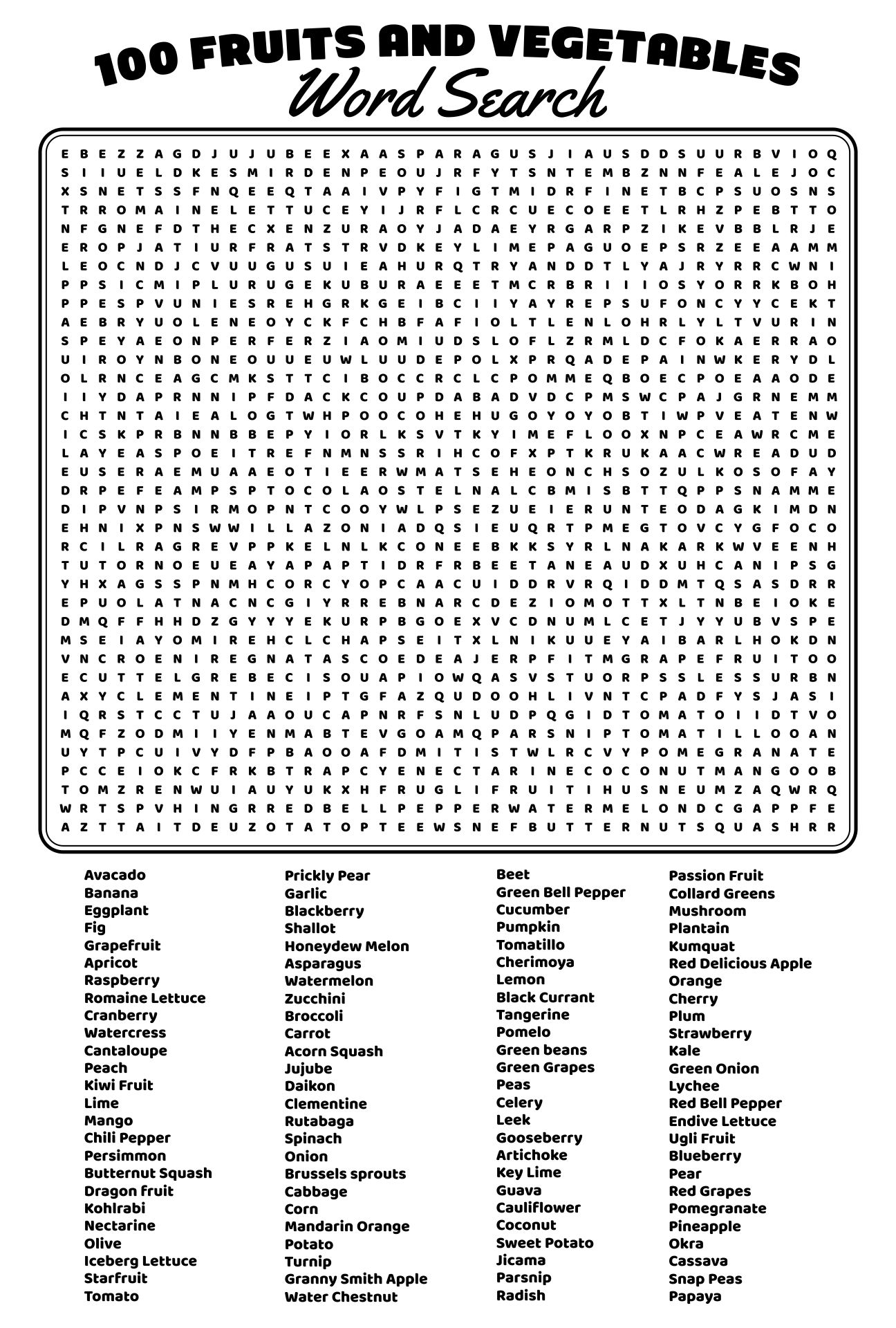 100 Word Search Printable Pdf Word Search Maker