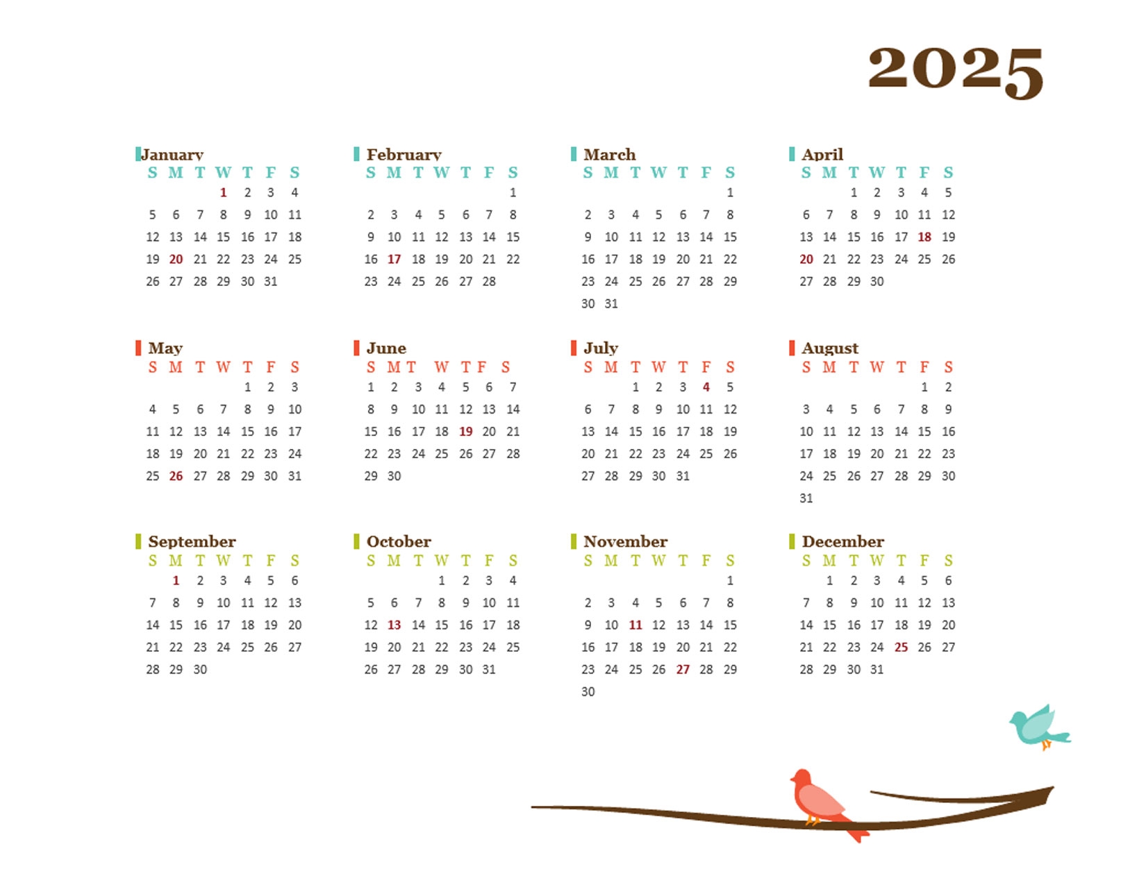 2025 Printable Calendar Template Word Calendar 2025 Lorene J Mitchell
