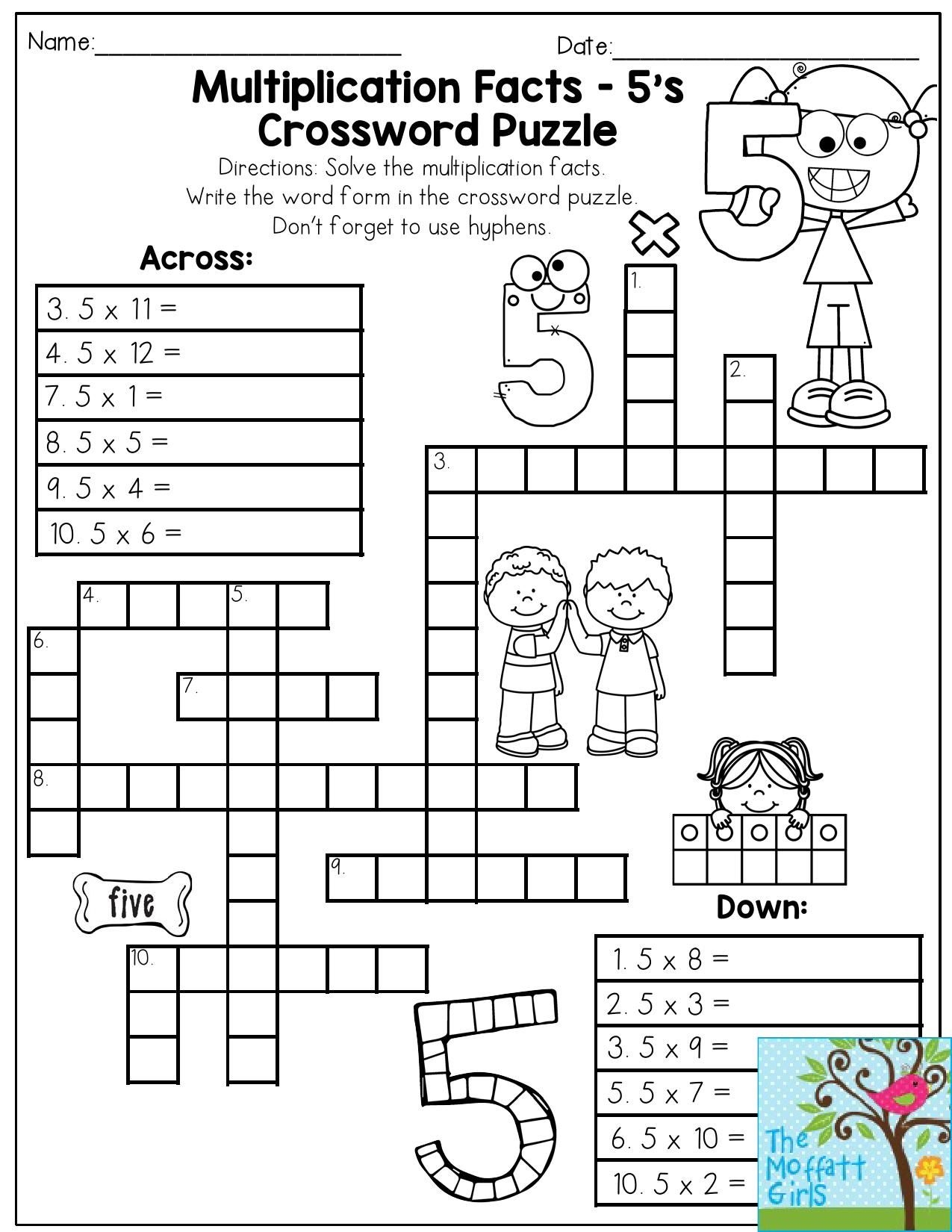 3rd Grade Math Crossword Puzzle Printable Sally Crossword Puzzles