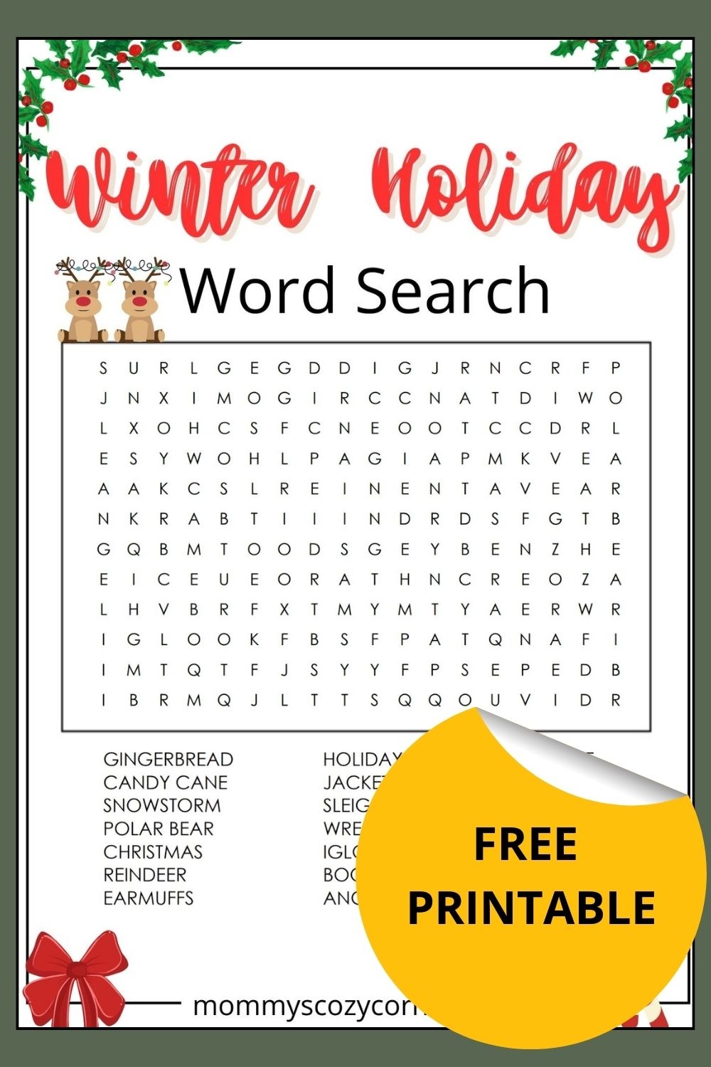 4 Winter Holiday Word Search Printables For Kids