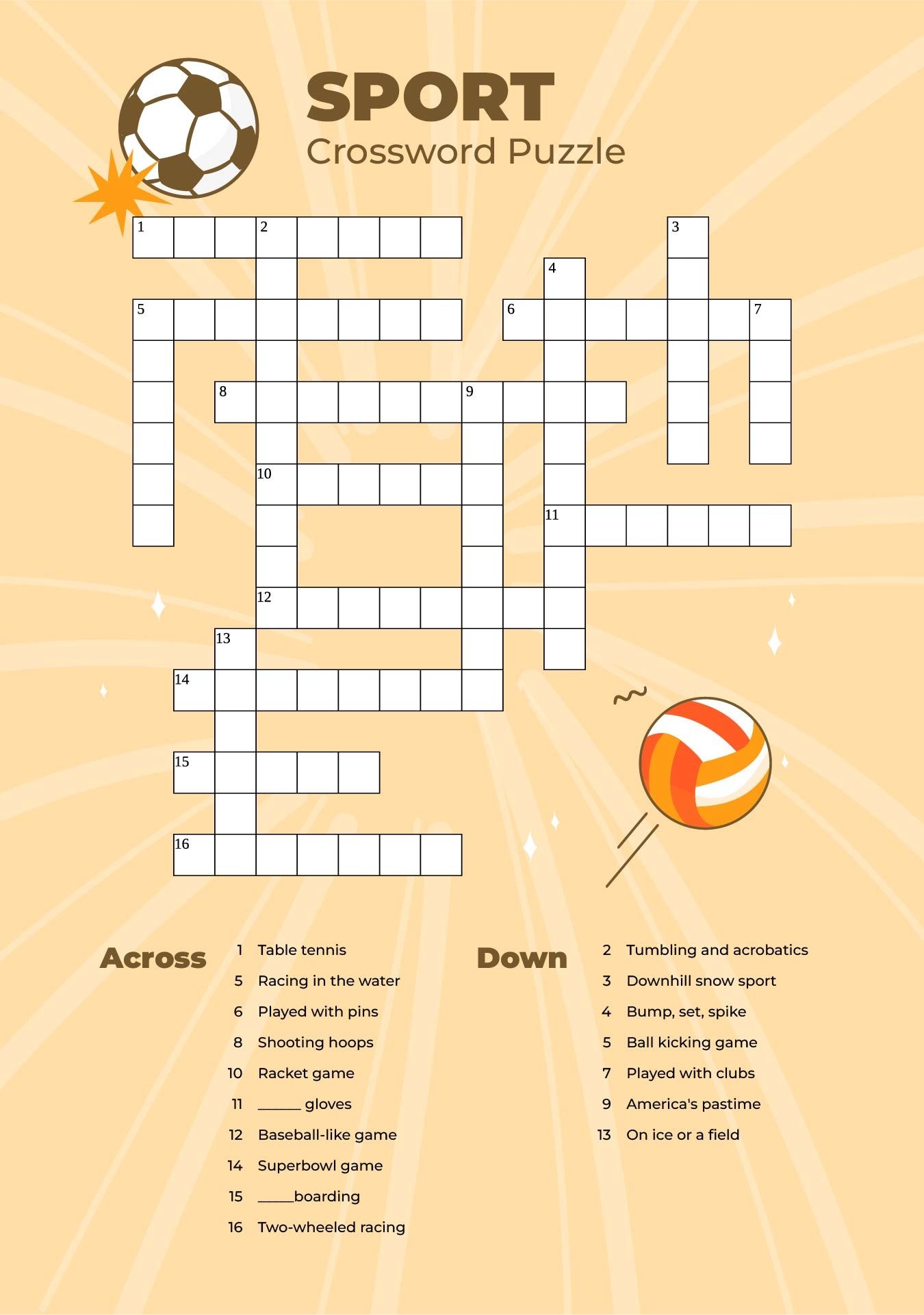 5 Best Printable Sports Crossword Puzzles PDF