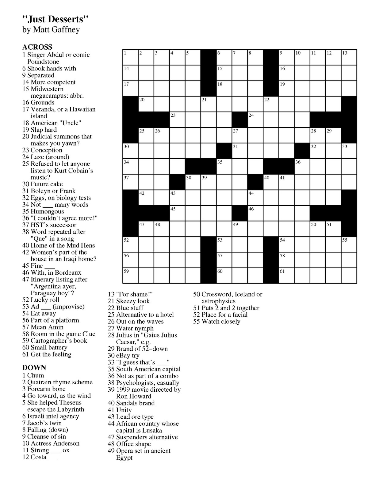 7 Daily Free Crossword Puzzles Printable James Crossword Puzzles