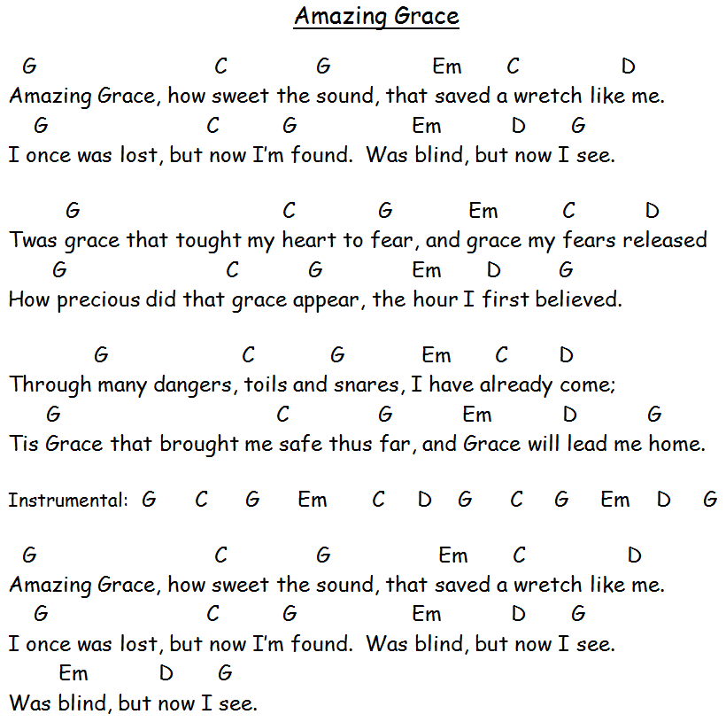 9 Best Images Of Amazing Grace Chords To Words With Printable Amazing 