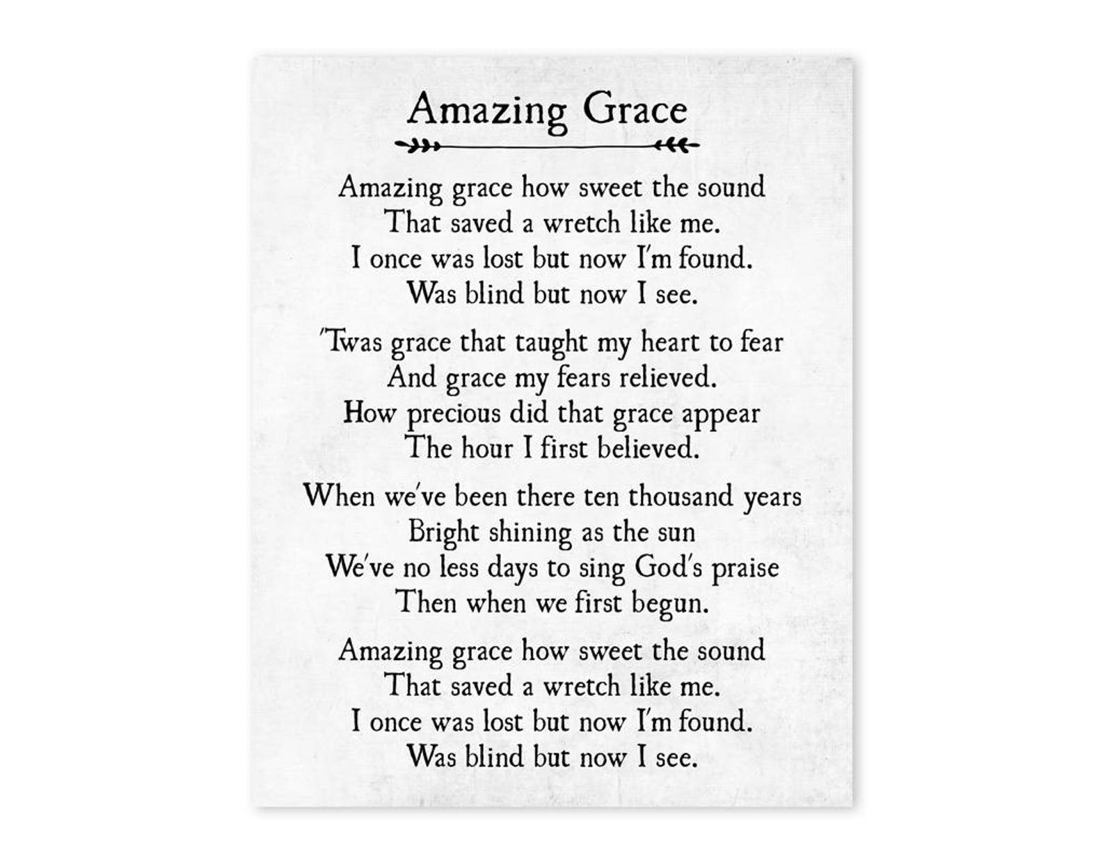 Amazing Grace Words Printable