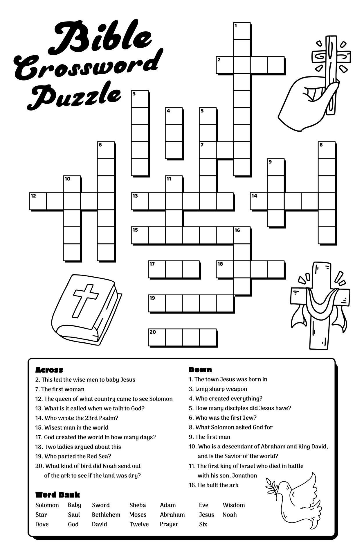 Bible Crossword Puzzle 6 Free PDF Printables Printablee