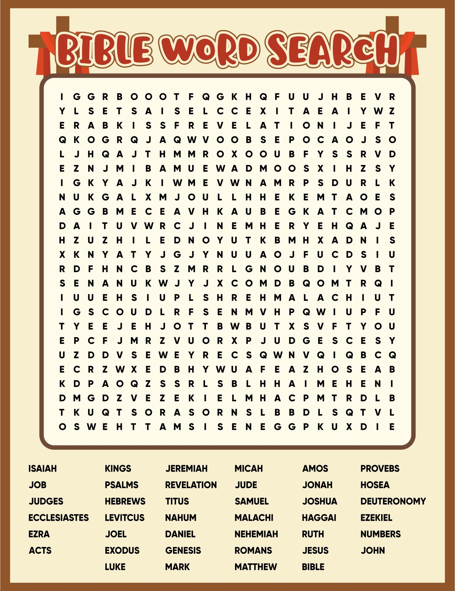 Biblical Word Search Printable