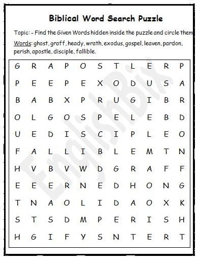 Biblical Word Search Puzzle Printable EnglishBix