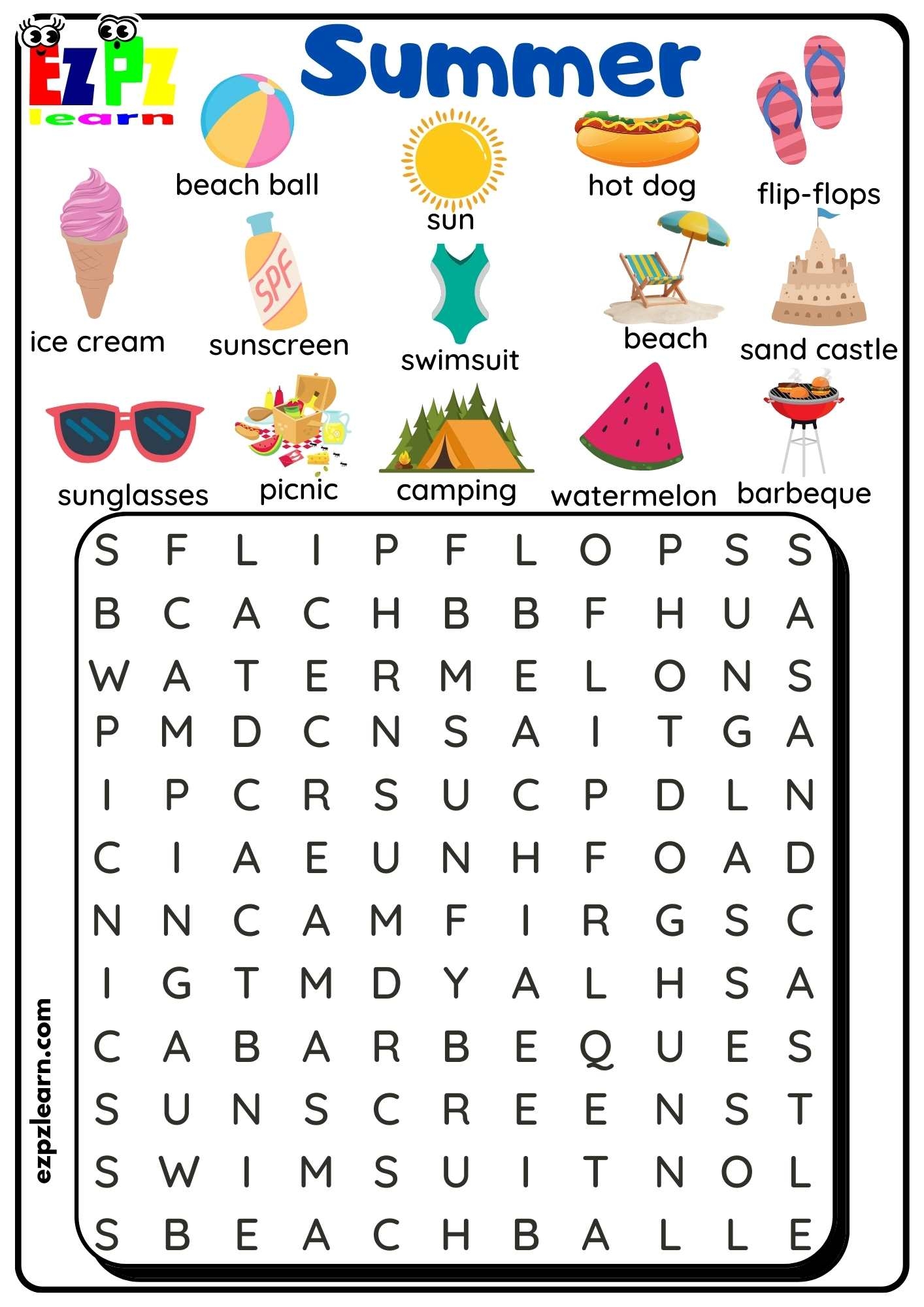 Challenging Summer Word Search Printable Word Search Maker