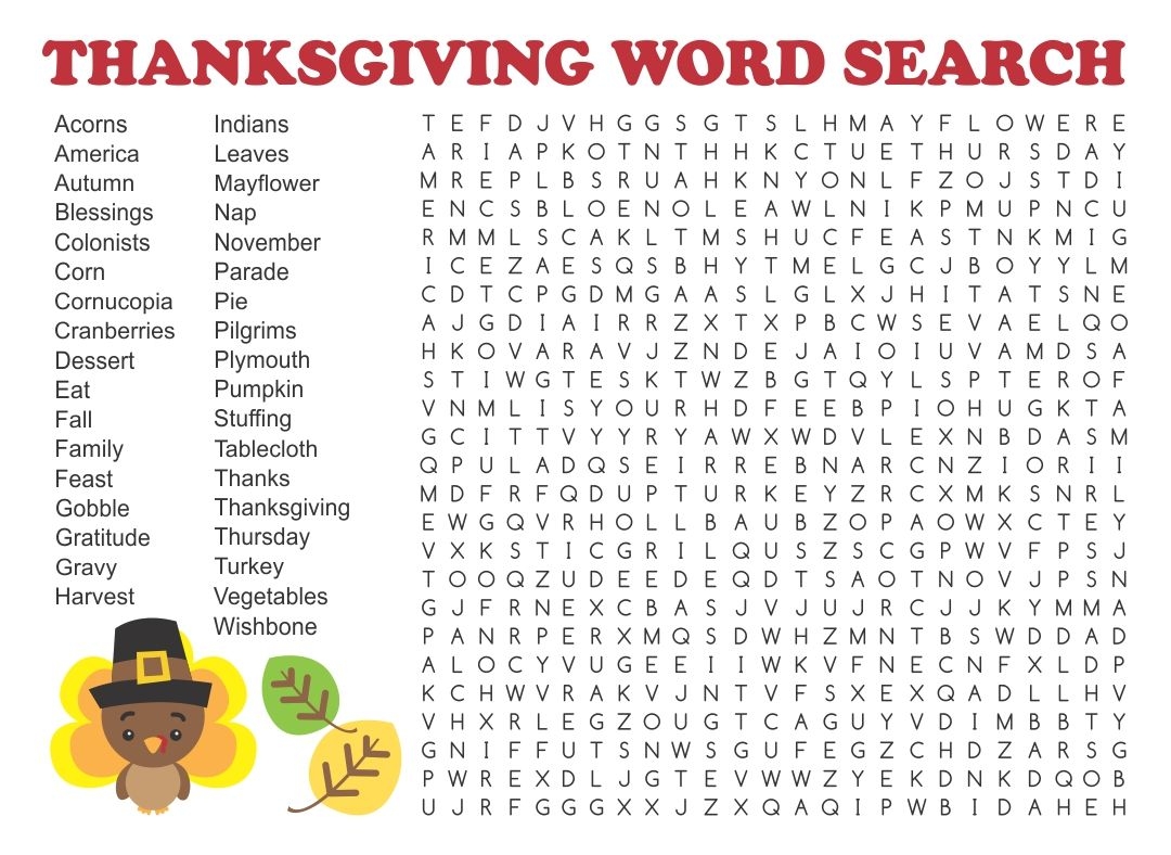 Challenging Thanksgiving Word Search Printable Word Search Maker