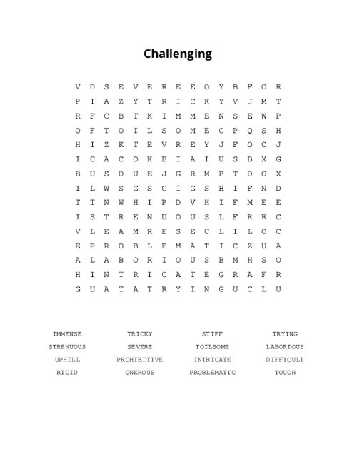 Challenging Word Search