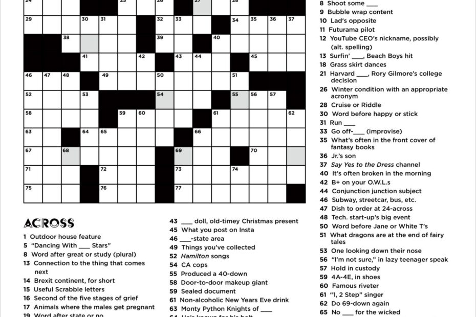 Christmas Crossword Puzzle Adults Free Crossword Puzzles Printable