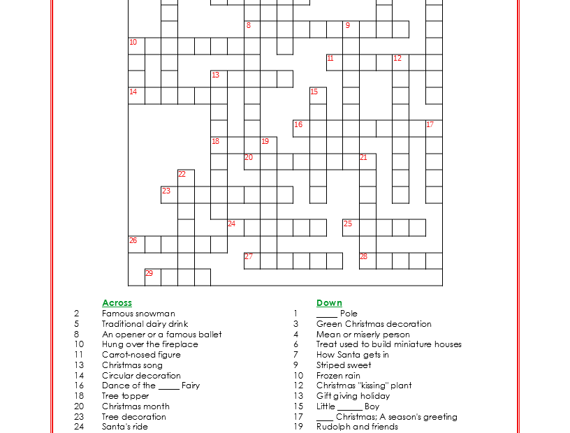 Christmas Crossword Puzzle Advanced My Printable Puzzles