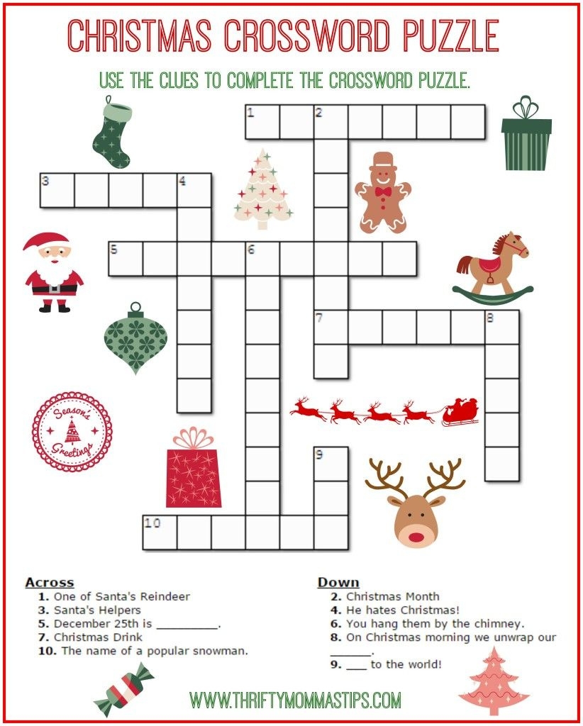 Christmas Crossword Puzzle Printable FREE Printable A Z