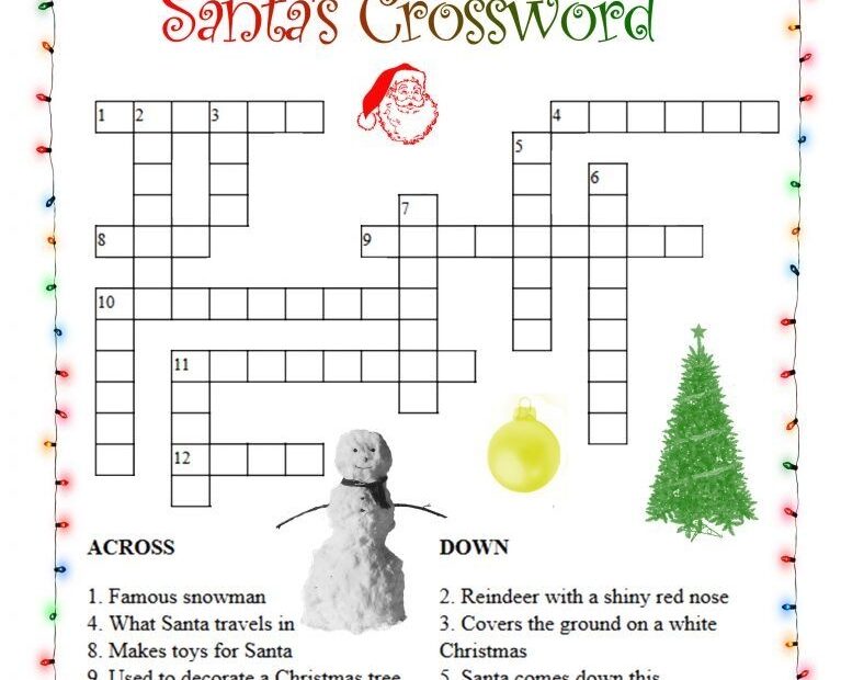 Christmas Crossword Puzzles Best Coloring Pages For Kids Christmas