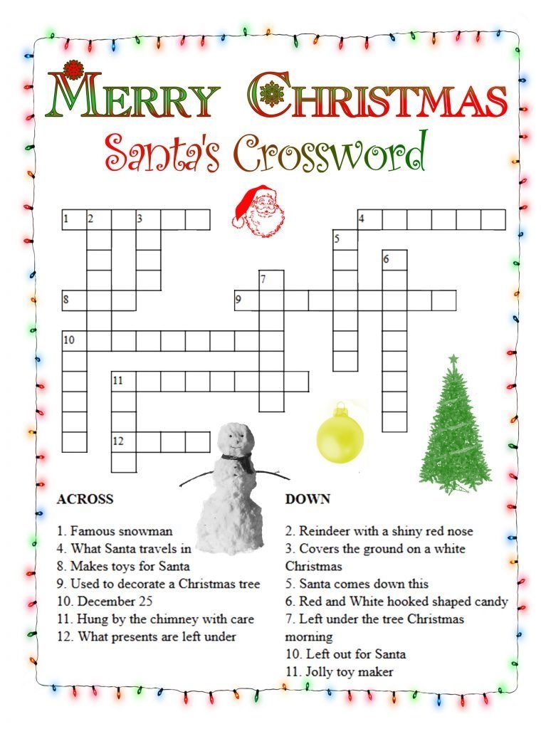 Christmas Crossword Puzzles Best Coloring Pages For Kids Christmas 