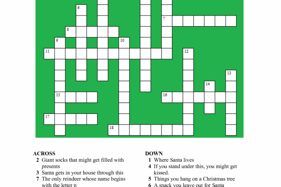 Christmas Crossword Puzzles Best Coloring Pages For Kids Printable