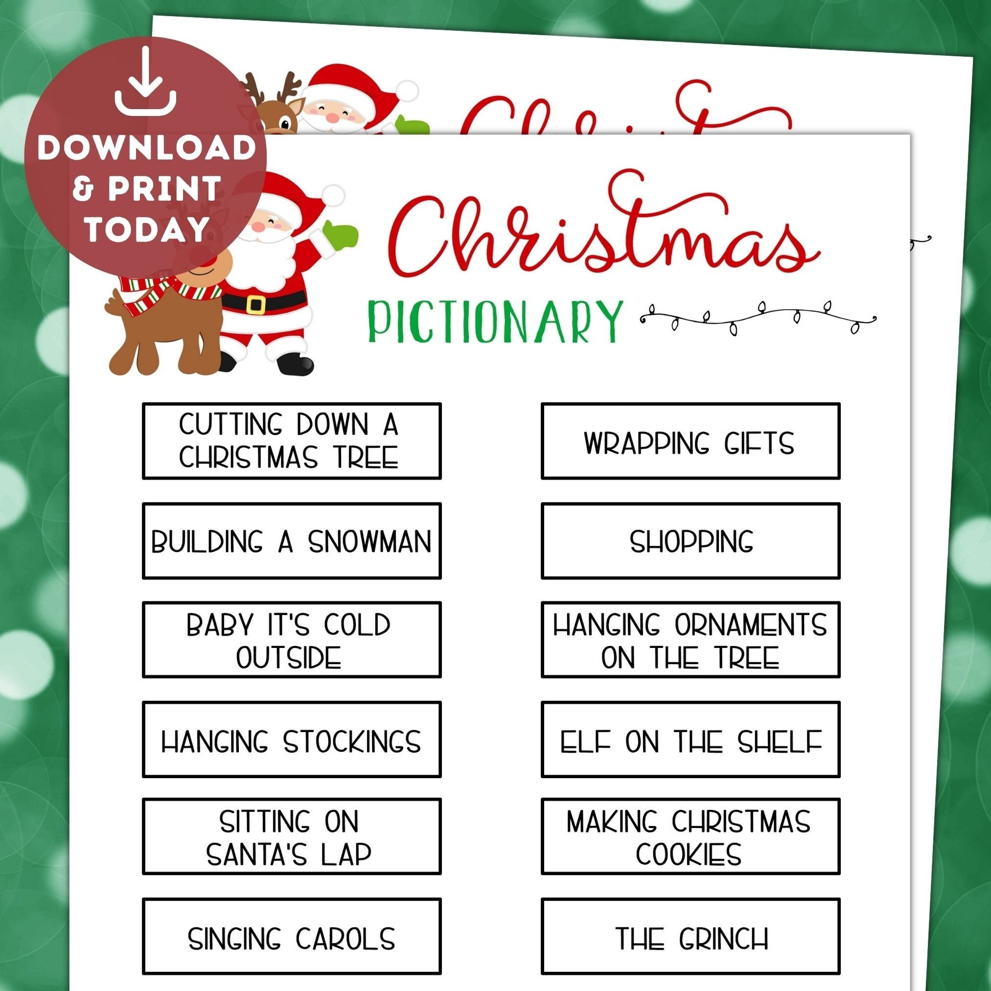Christmas Pictionary Lists Free PDF Printables 47 OFF