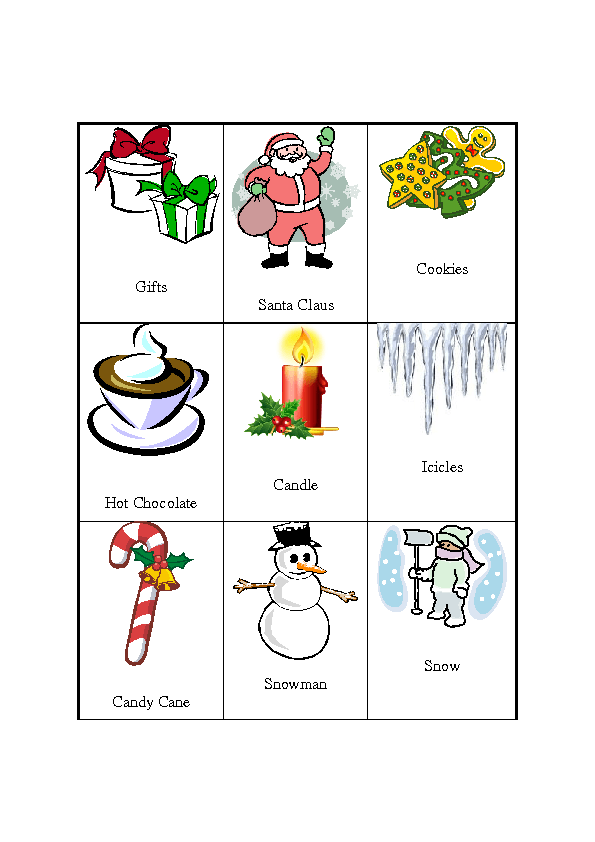 Christmas Pictionary Words Printable