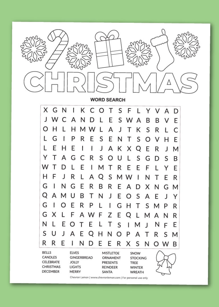 Christmas Printable Word Search FREE Printable A Z