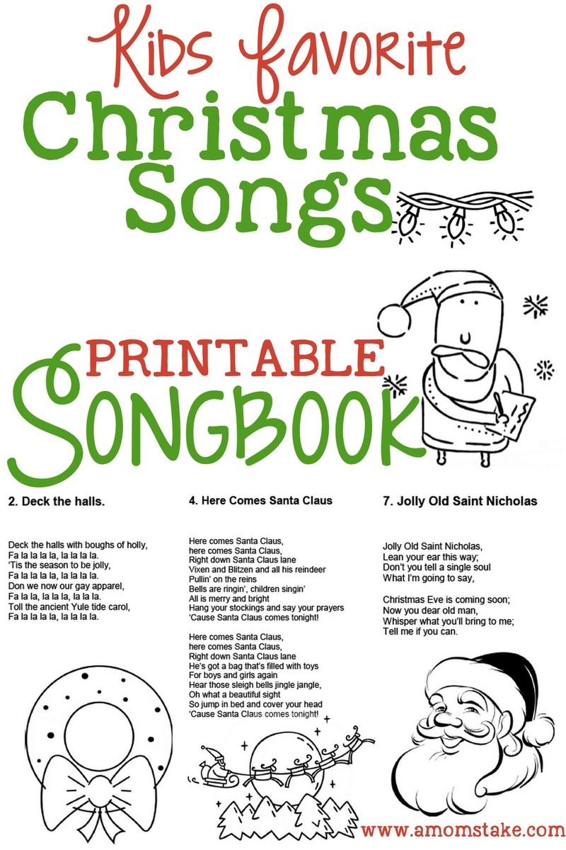 Christmas Songs For Kids Free Printable Songbook A Mom 39 s Take