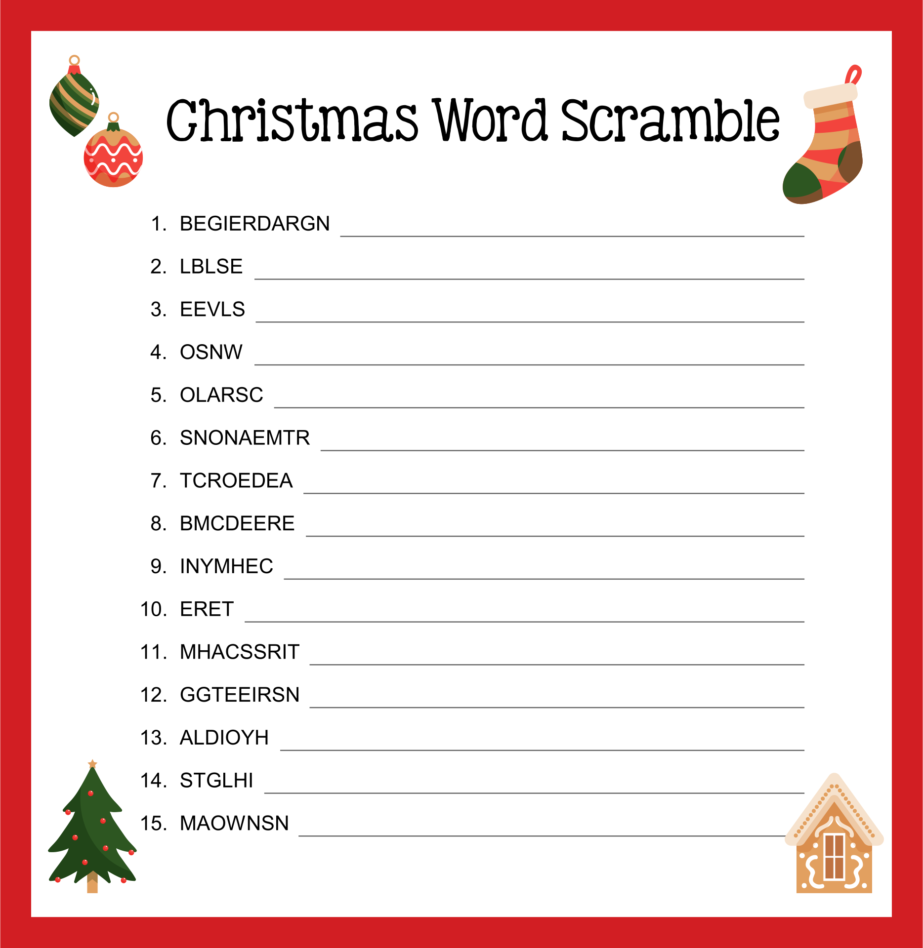 Christmas Word Scramble 10 Free PDF Printables Printablee