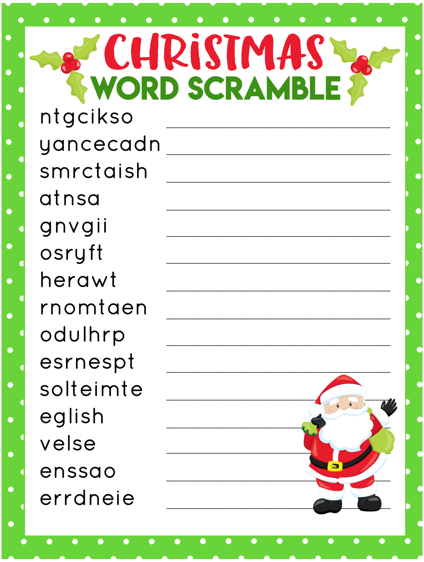 Christmas Word Scramble Game 15 Free PDF Printables Printablee