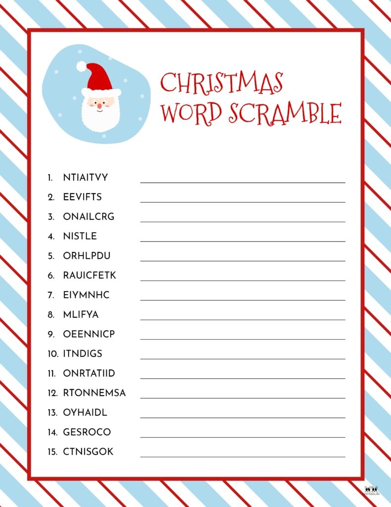 Christmas Word Scrambles 15 FREE Printables Printabulls 
