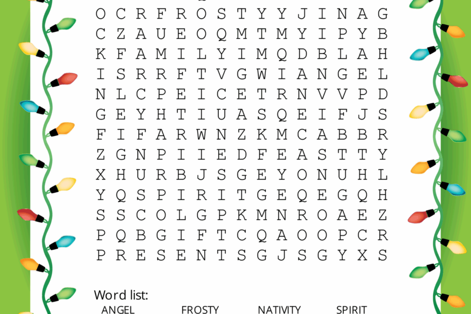 Christmas Word Search Printable FREE Printable A Z
