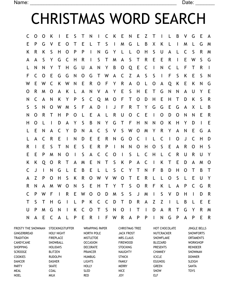 Christmas Word Search Puzzles Printable For Adults Word Search Maker