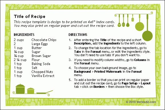 Cookbook Template Printable Free Full Page Recipe Templates For Word 