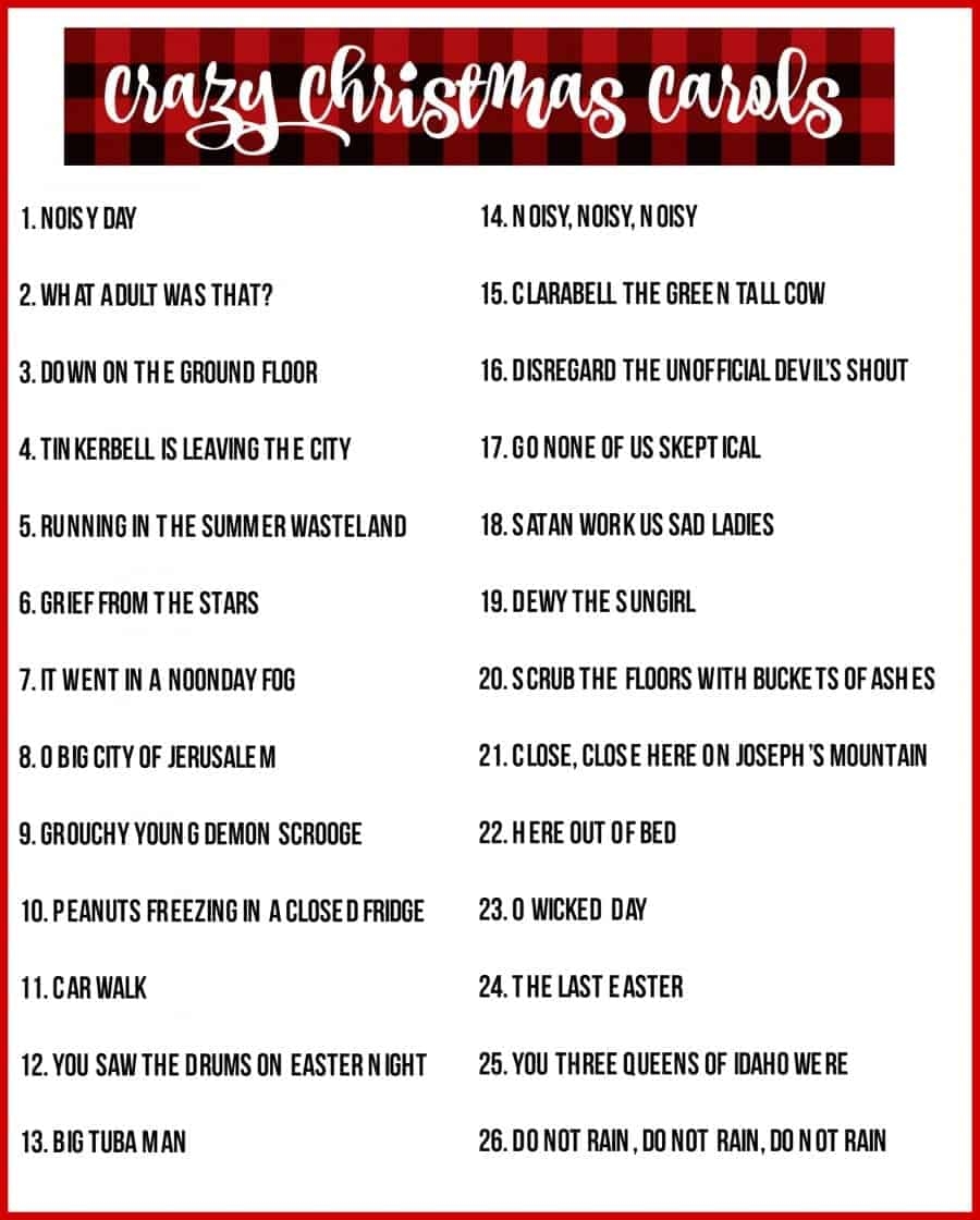 Crazy Christmas Carols Printable A Girl And A Glue Gun