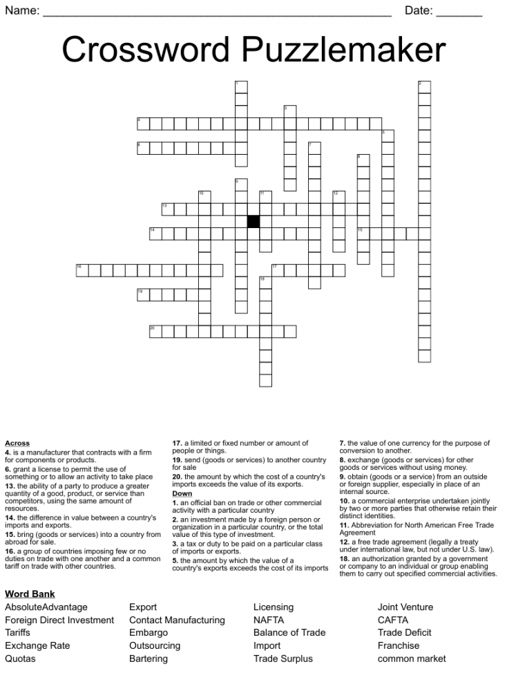 Crossword Puzzle Maker Free Printable Daily FREE Printable