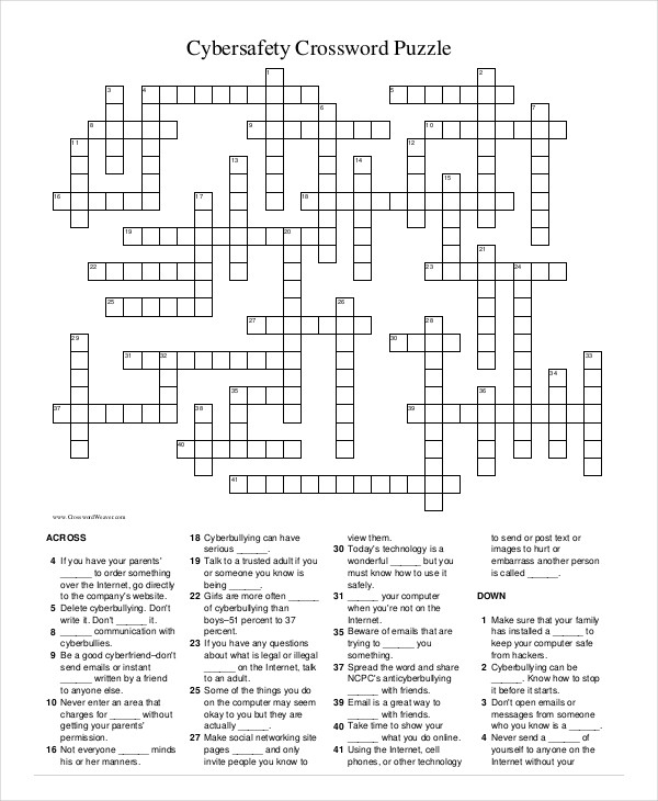 Crossword Puzzle Printable Pdf
