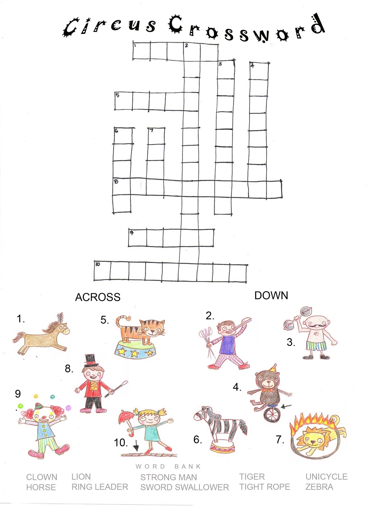 Crossword Puzzles For Kids Printable