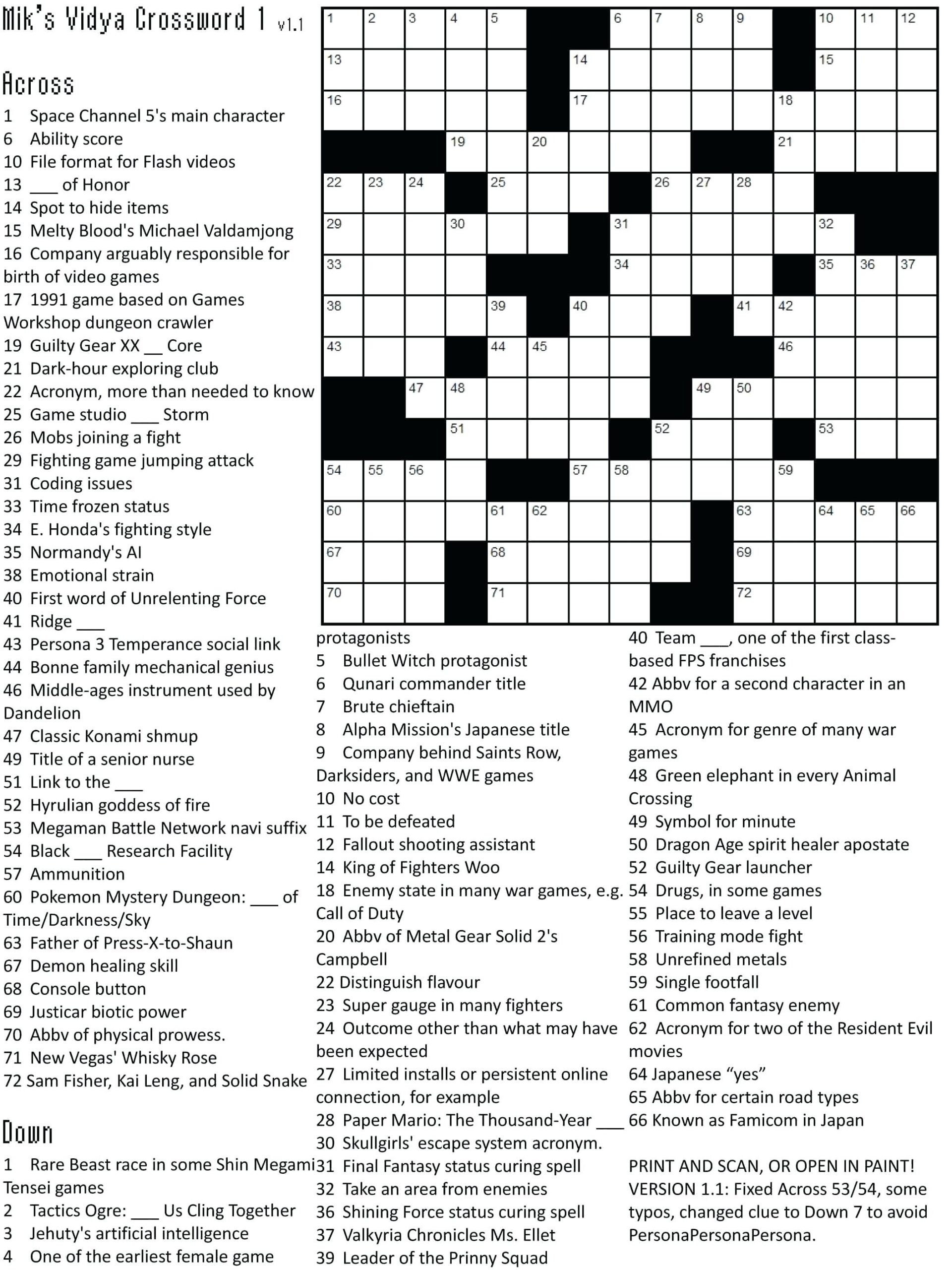 Crossword Puzzles Free Printable