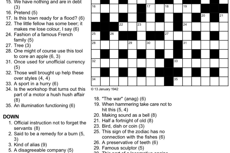 Cryptic Crossword Puzzles Printable Free Printable Crossword Puzzles