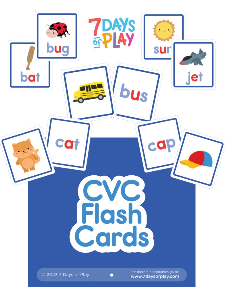 CVC Words Flashcards Printable 7 Days Of Play