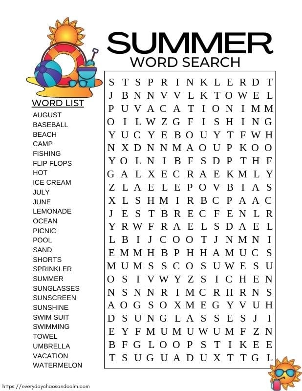 Difficult Summer Word Search Printable Word Search Maker