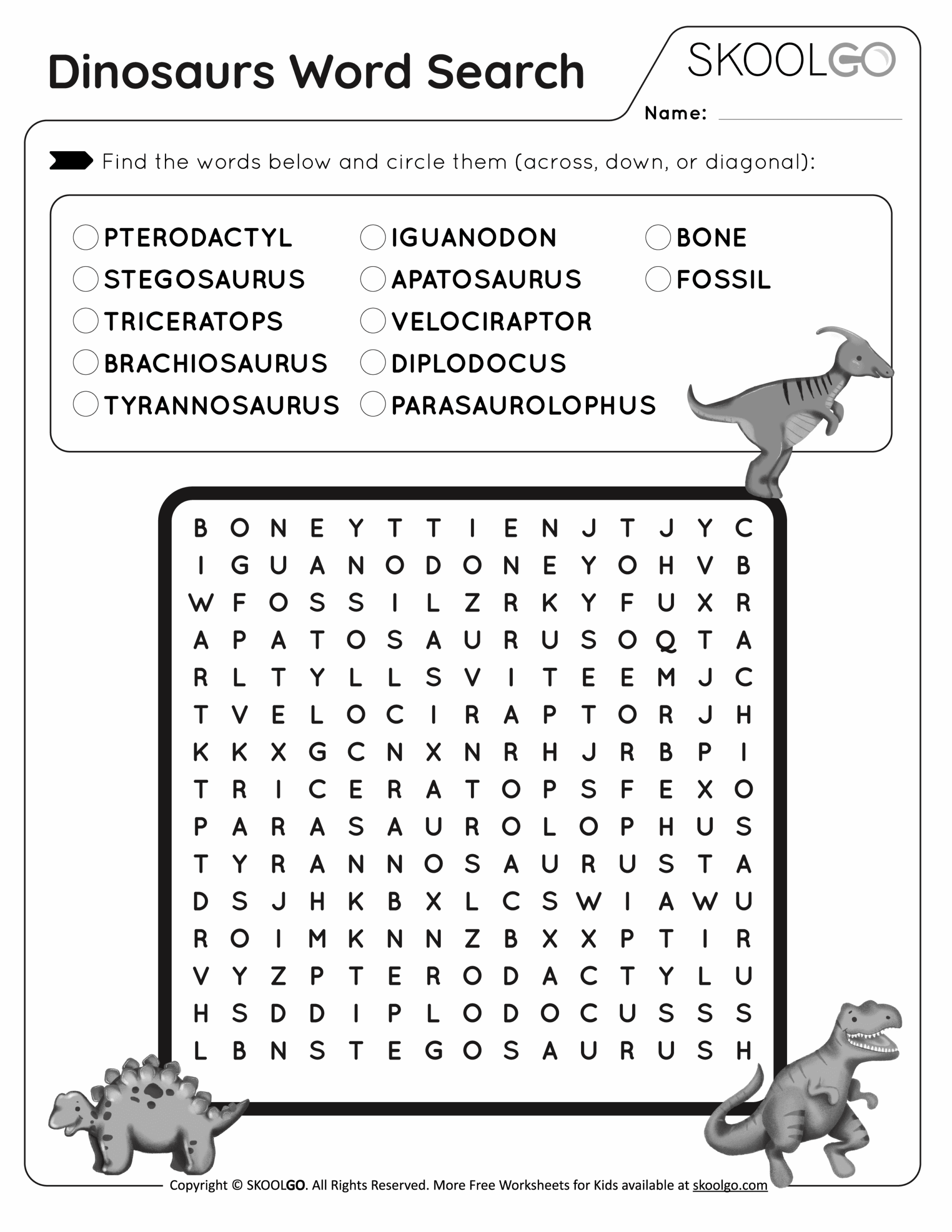 Dinosaur Bones Printable Printable Word Searches The Best Porn Website