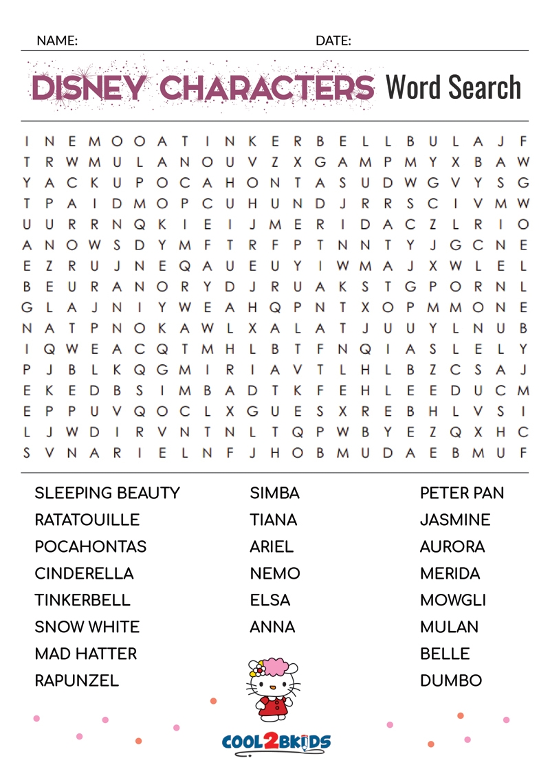 Disney Channel Word Search Printable Word Search Maker