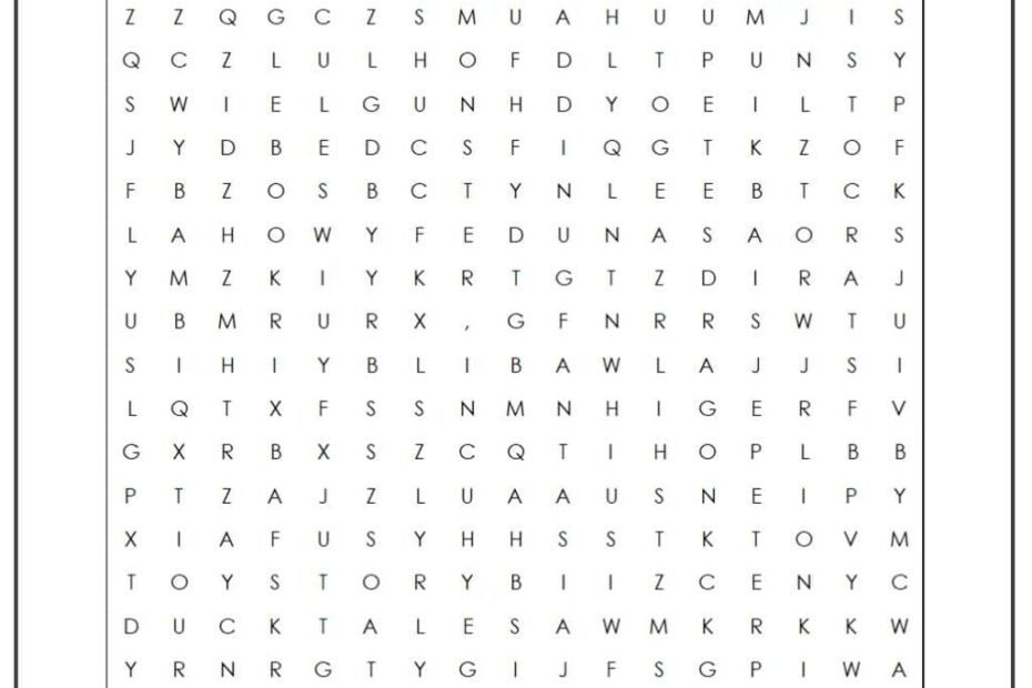 Disney Word Search Monster Word Search