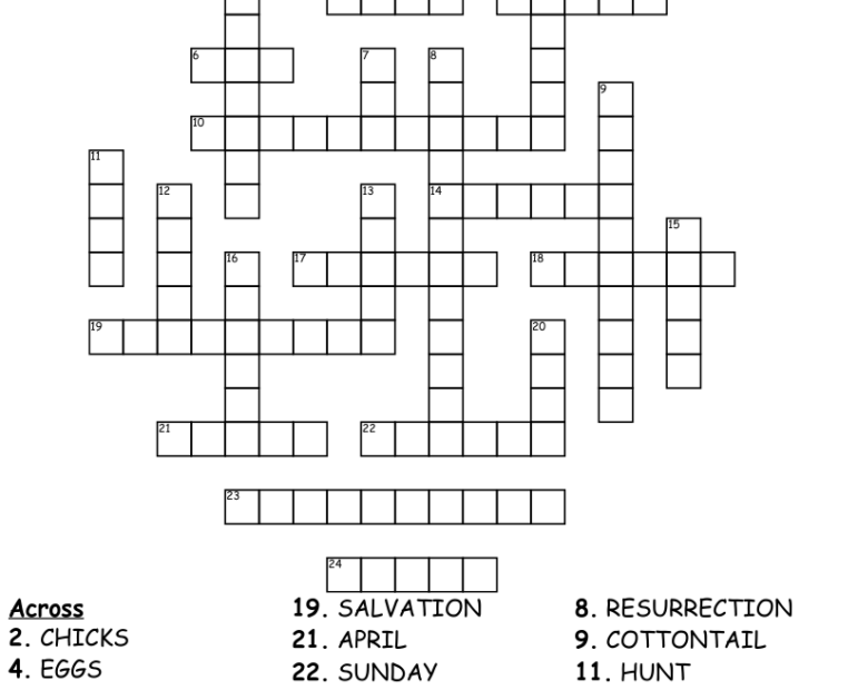 Easter Crossword Puzzles Printable Free Crossword Puzzles Printable