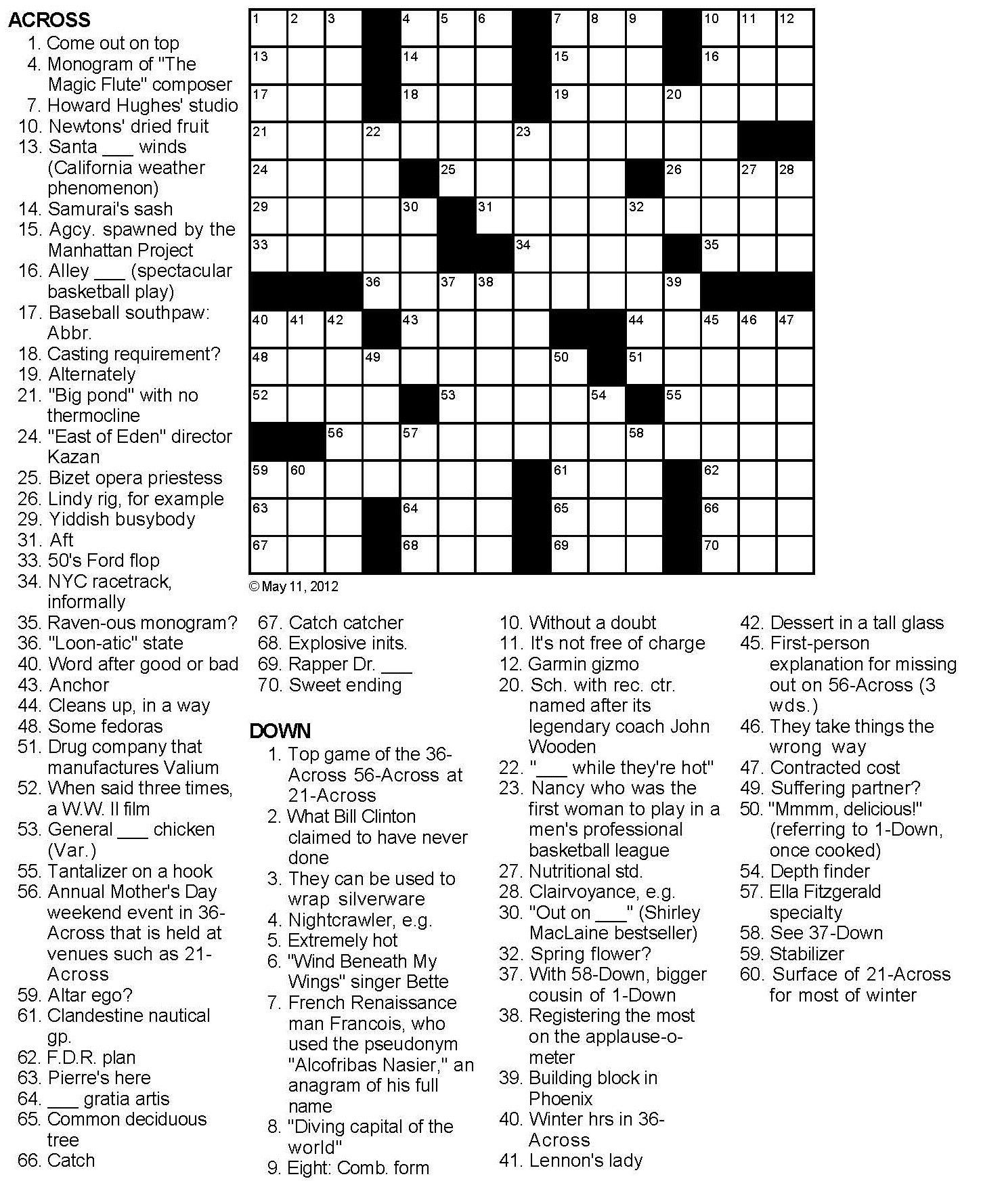 Easy Printable Crossword Puzzles For Seniors ExclusiveAslo