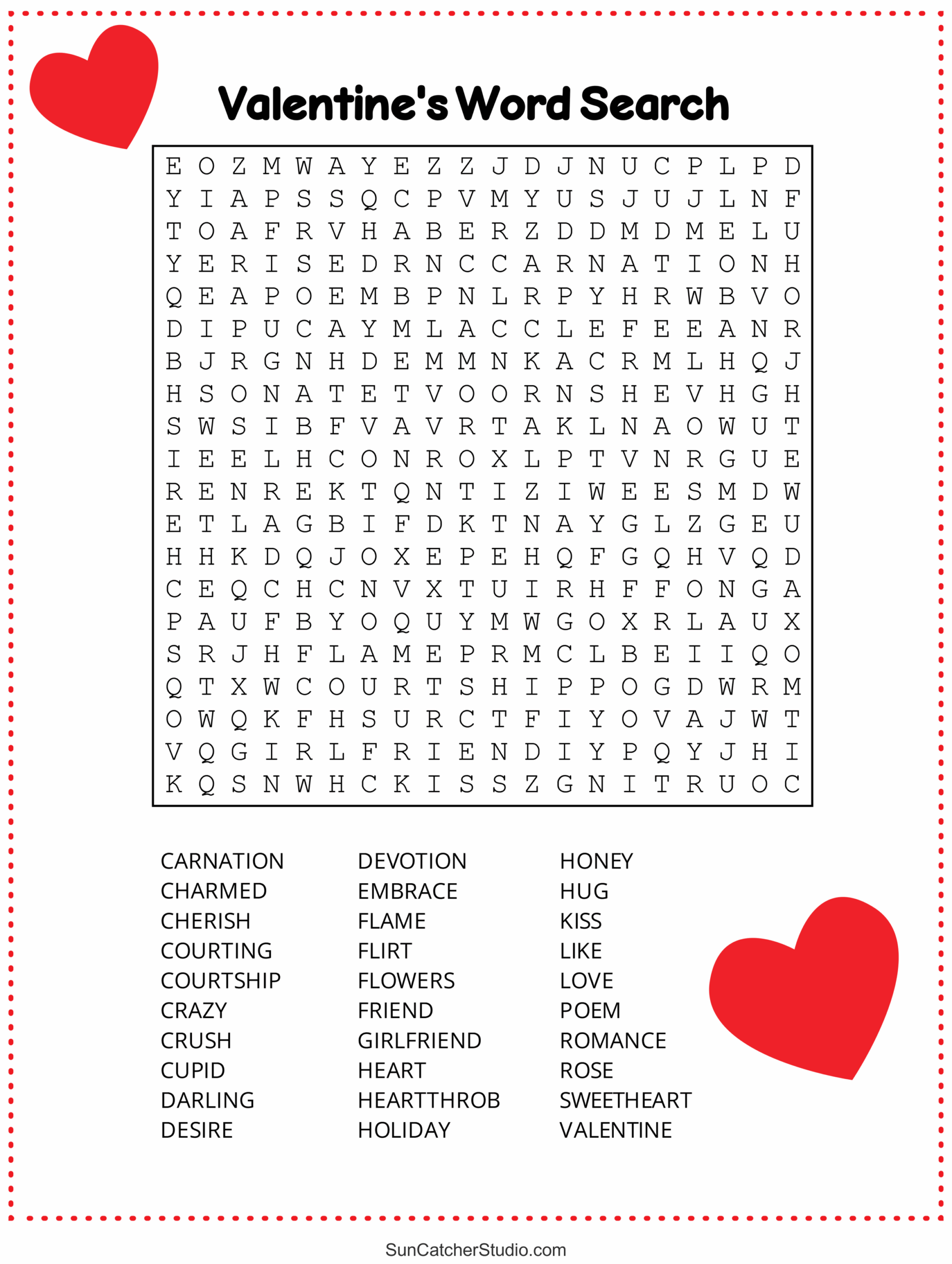 Easy Printable Valentine Word Search Word Search Maker