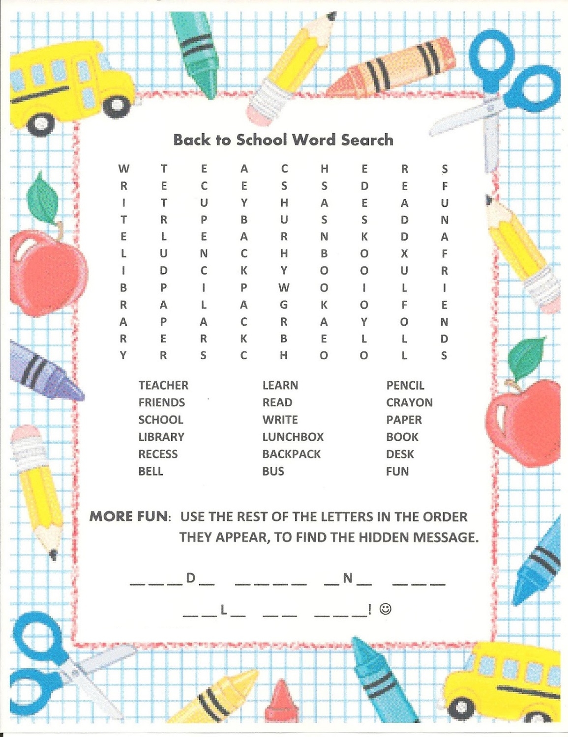 Easy Printable Word Search