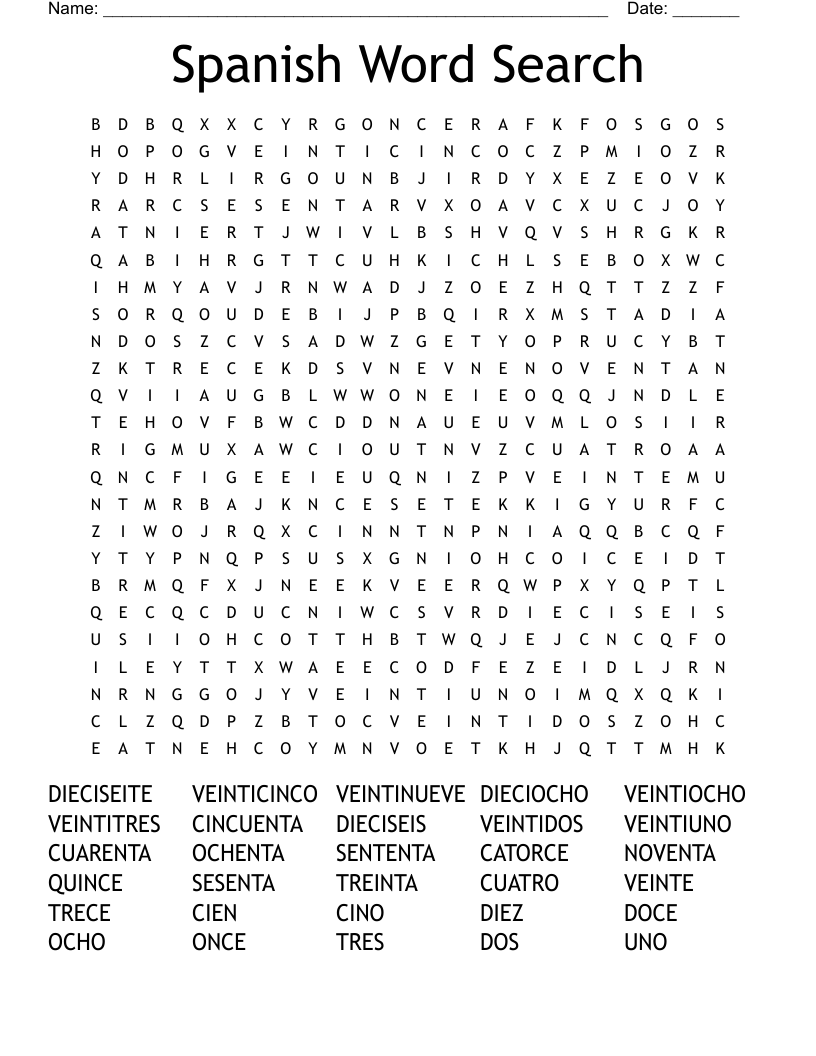 Easy Spanish Word Search Printable Word Search Maker