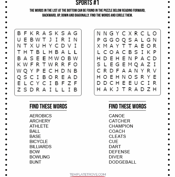 Easy Word Search Printable Puzzles