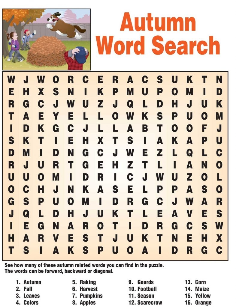 Fall Printable Word Searches Printable Calendars AT A GLANCE